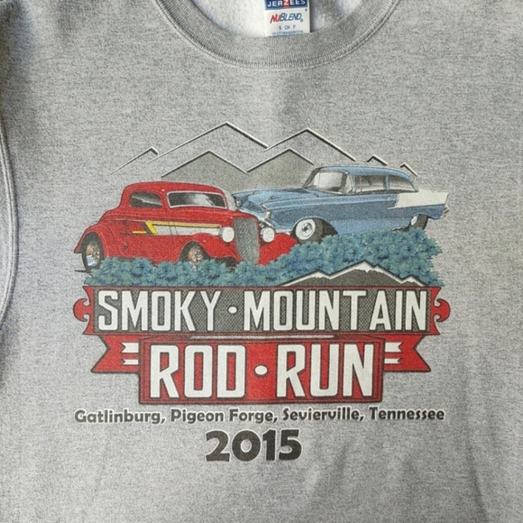 Smokey Mountain Rod Run Crew Neck Sweatshirt Mens Sz Small Classic Cars Jerzees - Picture 14 of 15